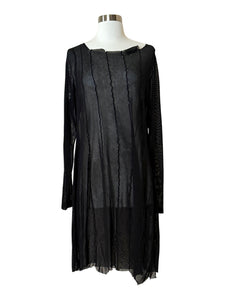 Solid Black Cotton Mesh Tunic