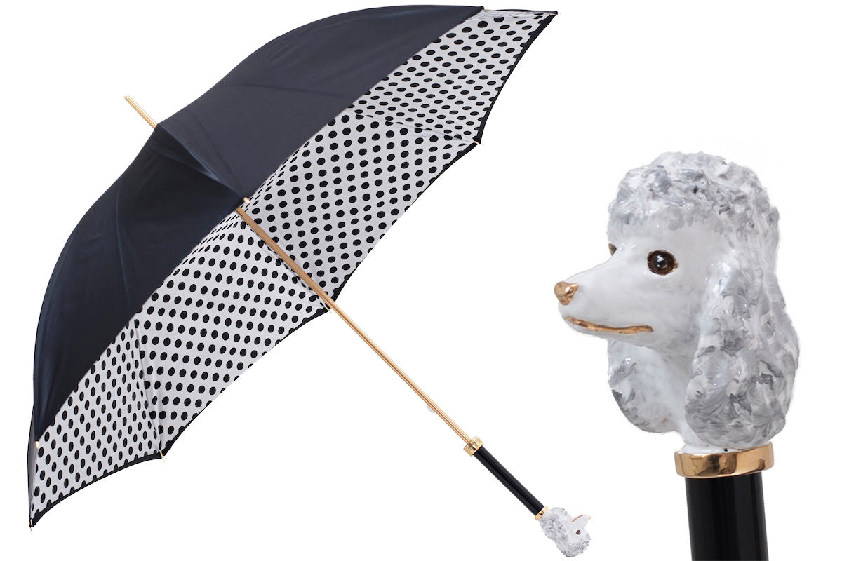 Poodle Handle Umbrella with Red Dome and Polka Dots
