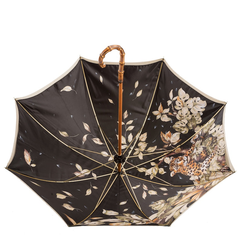 Leopard and Bamboo Handle Umbrella