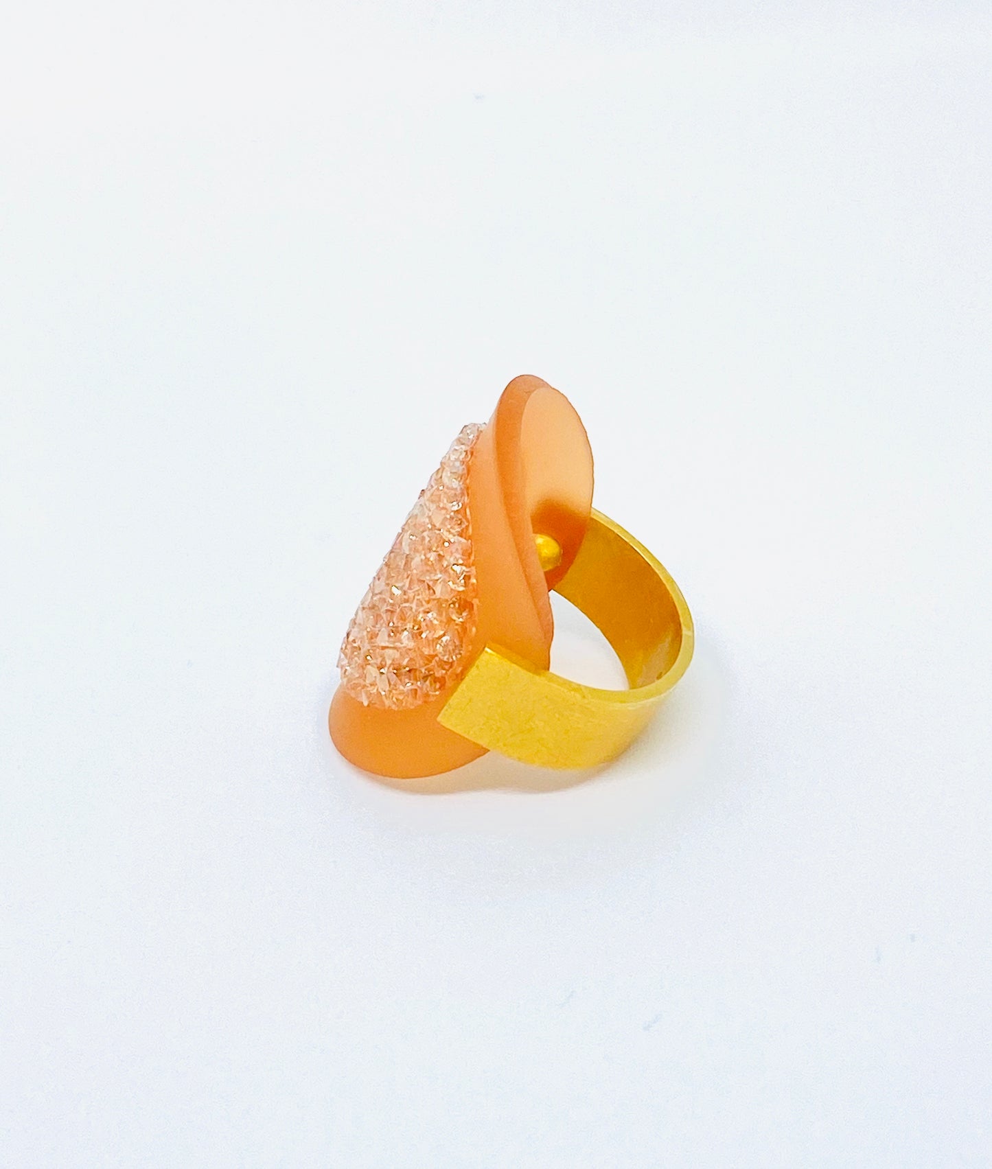P.M Rose Gold Crystal Ring Tangerine