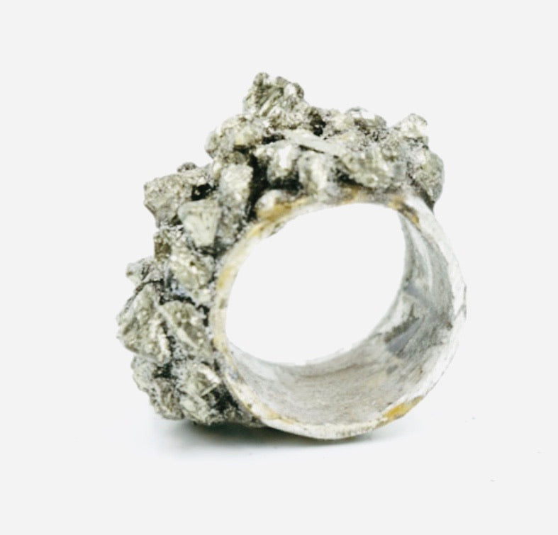 Jill Herlands Australian Pyrite and Sterling Crumble Ring